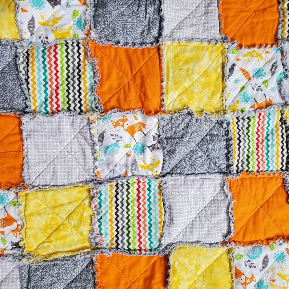 New Homemade Colorful Baby Boy Rag Quilt - Picture 9 of 10